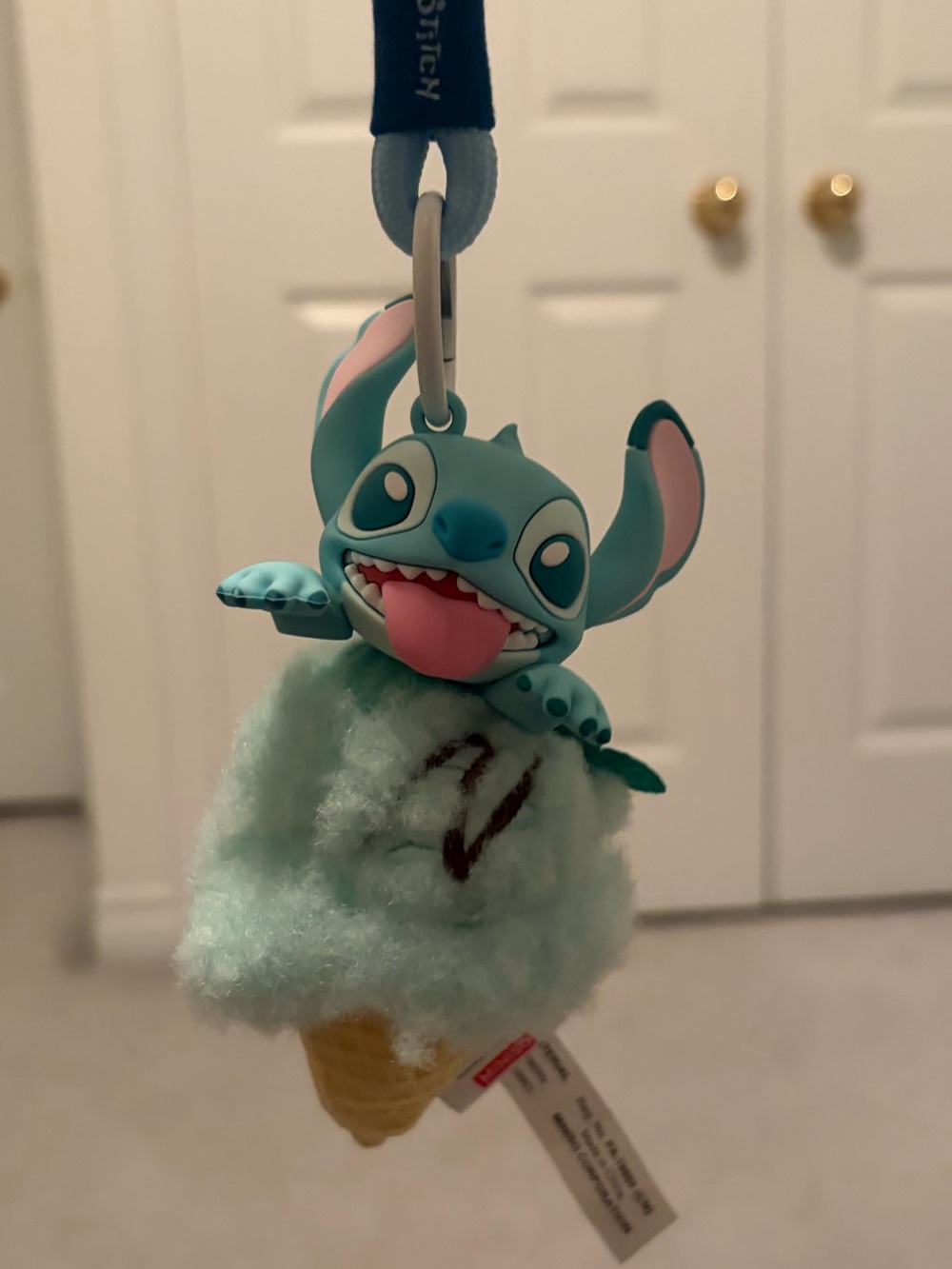 Disney Light Blue Stitch Cotton Candy Plush Keychain